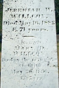 Jeremiah W & Mary D Willcox Headstone